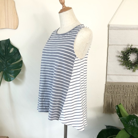 Madewell l Forward Seam Stripe Gray white tank top - Picture 2 of 8